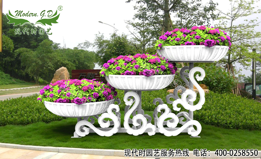 G-44祥云環(huán)繞三盆造型花架